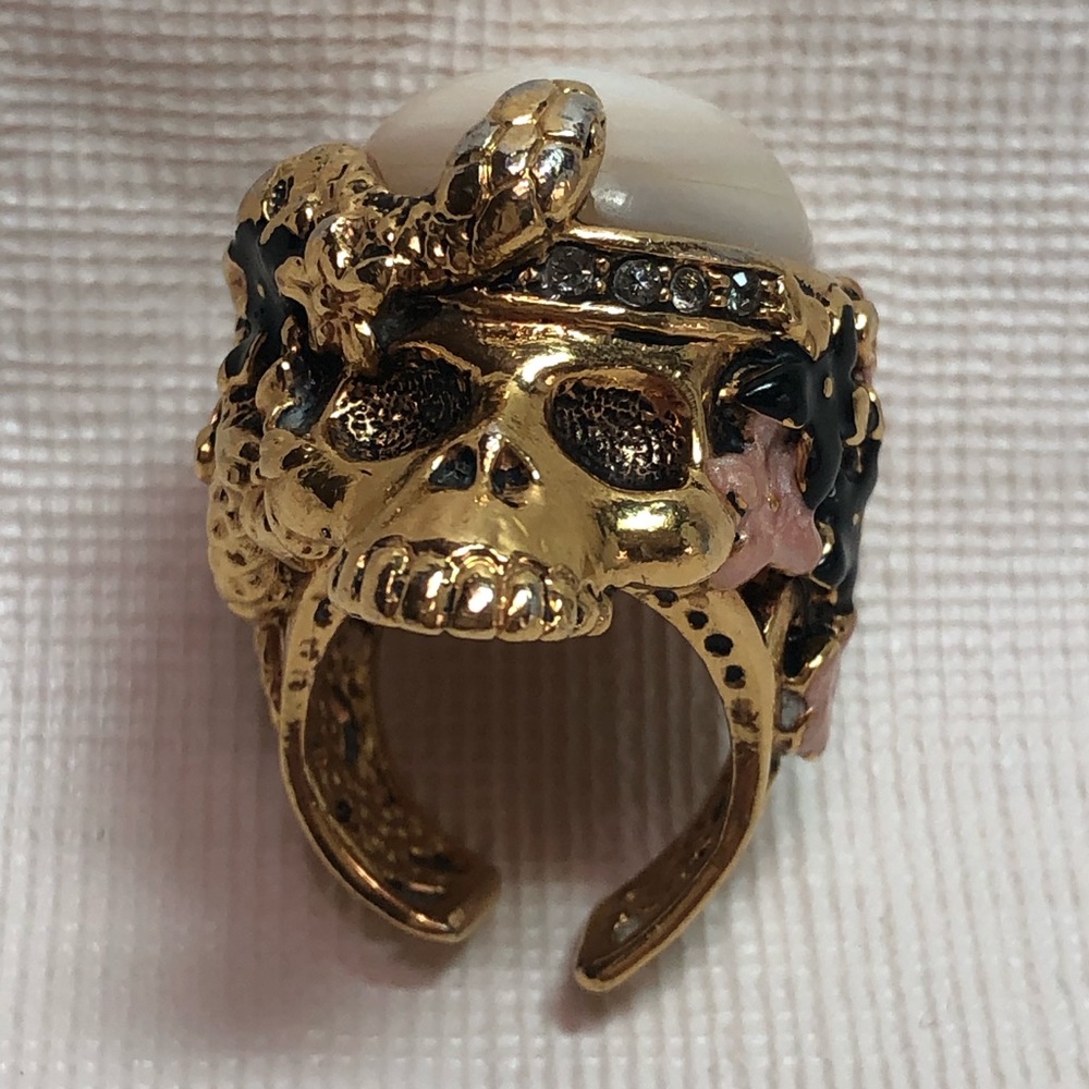 Roberto Cavalli Gold Skull Ring